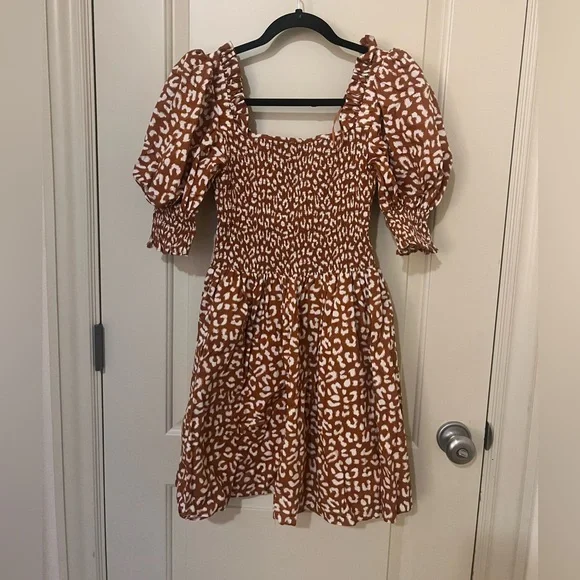 1State Puff Sleeve Cheetah print mini dress - Picture 3 of 4